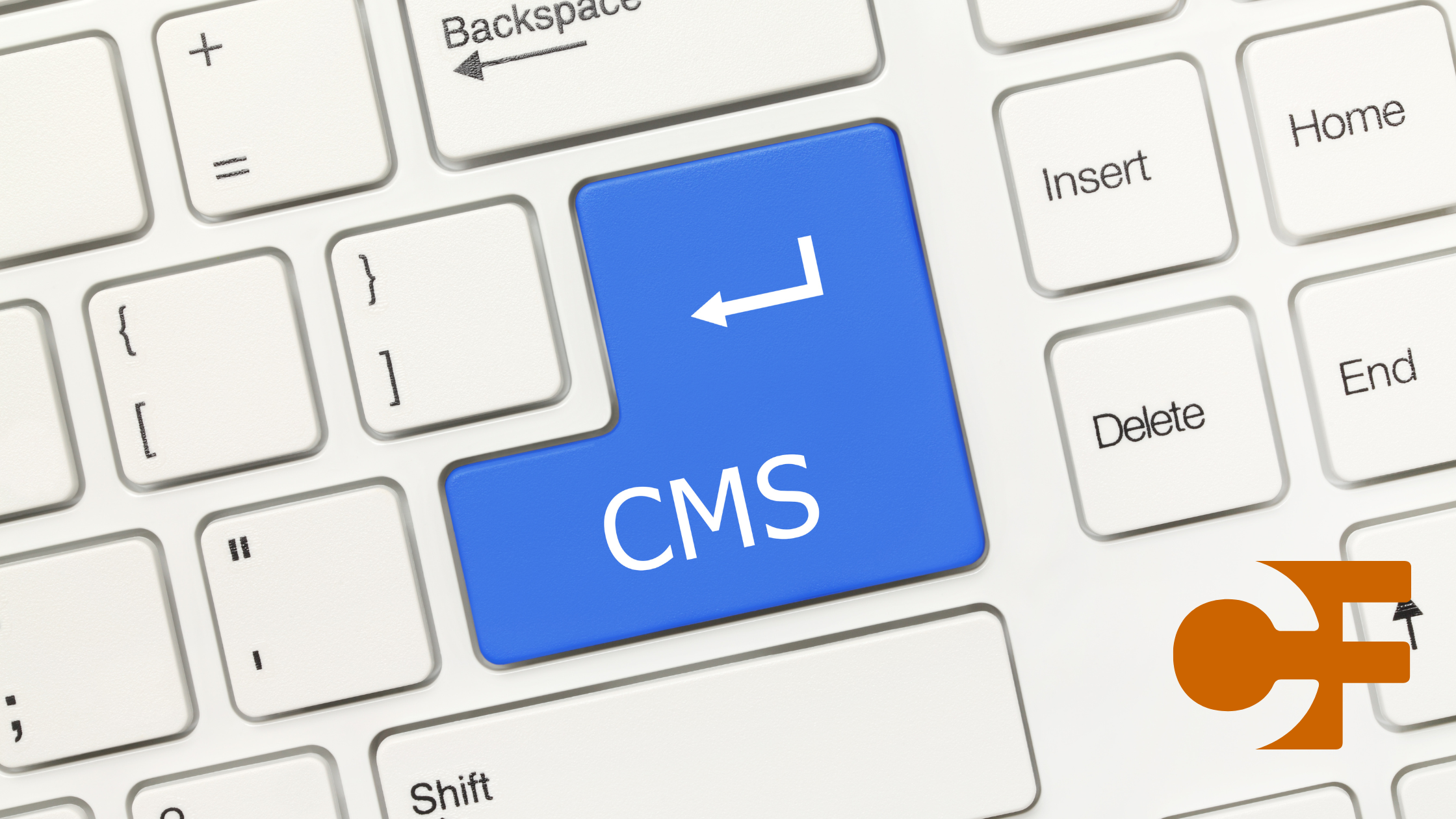 Keyboard with enter as the CMS key - giving context to the blog articles about which CMS to choose.